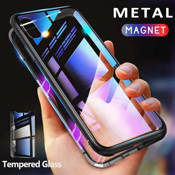 Magnetinio Screen Protector, Grūdintas Stiklas, Metalinis Telefono dėklas Coque 360 Magneto Dangtelis, Skirtas 