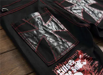 Mcikkny Prekės Vyrų Punk Tiesūs Džinsai Laiškas Išspausdintas Džinsinio audinio Kelnės Vyrų Streetwear Hip-Hop Kelnes Multi-Kišenės.