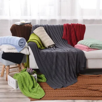 Medvilnės aukštos kokybės rankų darbo minkštas mezgimas, antklodė, lovos antklodė smėlio, raudona,ruda,juoda balta, juoda, rožinė mezgimo sofos antklodė