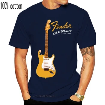 Medvilnės Spausdinti Marškinėliai pritaikyti T-shirt YNGWIE MALMSTEEN Stratocaster Elektrinė Gitara T-Shirt Juoda