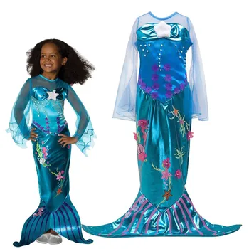 Merginos Little Mermaid Dress Vaikams Drabužių Išgalvotas Jūros Princesė Šalies Kostiumų Dukra Helovinas Horrior Naktį Komplektai
