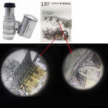 Mini 60/45x Mikroskopu Didinamąjį su LED UV lempa Kišenėje Didinamojo stiklo Papuošalai, Juvelyriniai Loupe Zoom Įrankis