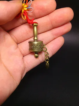 Mini Tibeto Budistų Mantrų Tiekimo Bronzos Vertus, Malda Ratas Sukasi Wheeler Cilindrų Kabinti Ornamentu