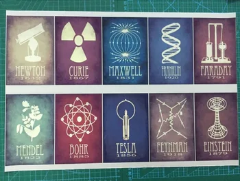 Mokslininkas chemija, fizika infographics istorija plakato spauda sienų Dekoras Custom Print