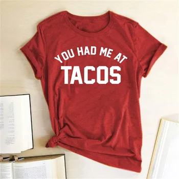 Moterų Juokingi Trumpas Rankovės Crewneck Harajuku Grafinis Prarasti T Shirts Vasaros Viršūnes Tees Jums Teko Man Ne Tacos Laiškas Spausdinti Marškinėliai