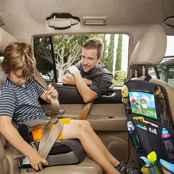 Multi-Pocket Automobilio Sėdynės Atlošo Organizatorius Kabinti Saugojimo Krepšys Tablet Puodelio Laikiklis Tvirtinimas Valymas Anti-Kick Kilimėliai Vaikas