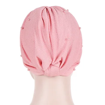 Musulmonų Moterų Granulių Pynimas Turbaną Skrybėlę Dėmių Variklio Dangčio Bowknot Ruožas Hijab Galvos Apdangalai Bžūp Galvos Wrap Chemo Beanies Plaukų Aksesuarai