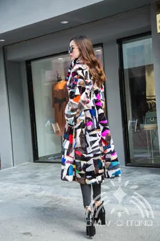 Nauja originali tikras natūralus audinės kailiniai paltai moterims x-ilgą įvairių spalvų striukė ponios spalvinga 110CM ilgio outwear paltas girl