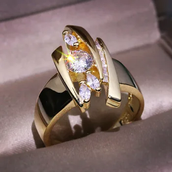 Nauja siunta 18KRGP aukso užpildytas Balta Natūralių aaa Cirkonis Vestuvių Pažadas Meilės Žiedai Moterims Vestuvinis Žiedas Bauda, Šaliai, Papuošalai