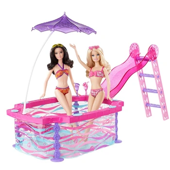 Naujas Lėlės Namas Baldai Sportas: Baseinas Serijos Reikmenys, Plastikiniai Žaisti Lėlės Saulės Vonios Paplūdimio Kėdės Barbie Mergina Dovana