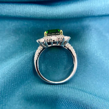 OEVAS 925 Sterlingas Sidabro Derliaus 9*11MM Smaragdas yra didelių Anglies, Deimantų Vestuvinis Žiedas Moterims Putojantis Šalis Fine Jewelry