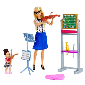 Originalias Barbie Lėlės, Muzikos Mokytojas ir Mokinys Lėlės Rinkinys Mergina Žaislas Barbie Smuikas Mergina Mokymosi Rinkinys Žaislo Mergina Dovanos FXP18