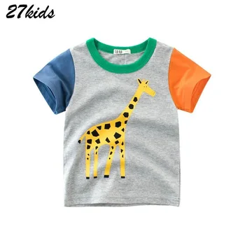 Pirkti 3 gauti 5% Žirafa Kūdikiams trumpomis Rankovėmis Berniukui Animacinių filmų Spausdinti Viršūnes 2019 Vaikams, sportinius Marškinėlius, Vasaros Medvilnės Vaikus Mergina T-Shirts
