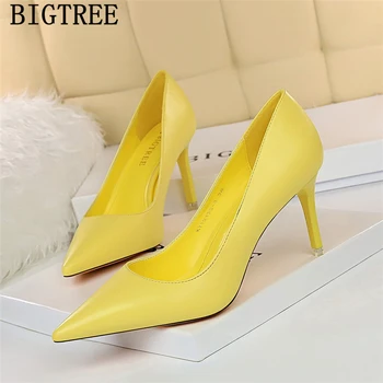 Ponios geltona batų fetišas aukšti kulniukai seksualus mados didelio dydžio, juoda siurbliai moterų batai stilleto aukšti kulniukai bigtree bateliai mėlynos spalvos aukštakulniai