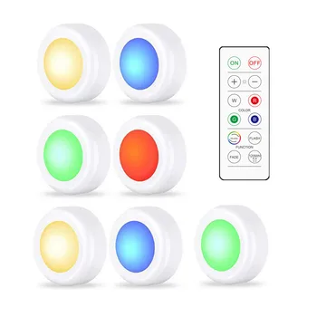 Pritemdomi RGB 16 Spalvų LED Žibintai, Virtuvė Lempos Palieskite Jutiklio Spinta/Spintos/Spintos Naktį Šviesos Puck Lemputė su Nuotolinio valdymo pultelis