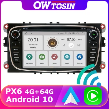 PX6 4+64G GPS Android 10.0 Automobilių DVD Grotuvas, Ford Focus, Mondeo, Focus C-MAX, S-MAX, C, S Max, Kuga 