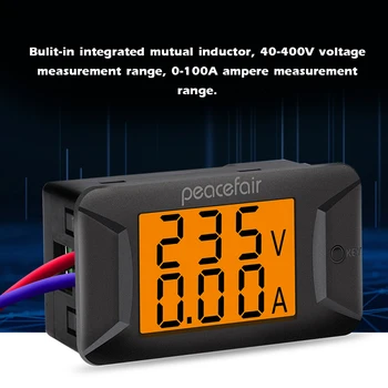 PZEM-026 Skaitmeninis Kintamosios Srovės Volt-ammeter 40-400V Įtampa 0-100A Srovės Matavimo Skaitiklis su HTN LCD Ekranas