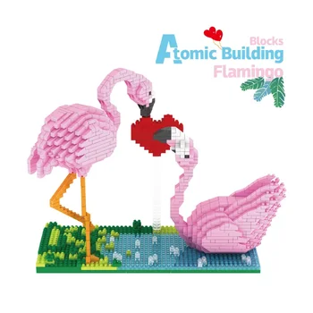 PZX Mini Blokai Mielas Flamingo odinas, Modelis Gyvūnų Aukciono Duomenys Micro Plytų Brinquedo Vaikams, Dovana Valentino 6621