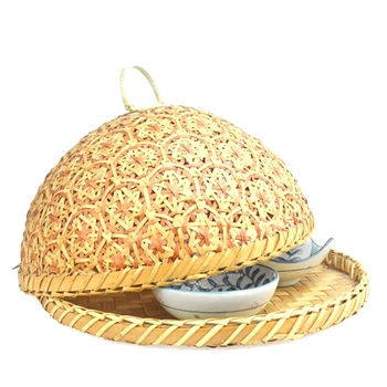 Rankų darbo Bambuko Maisto Vaisių Vytelių Pintais Banboo Krepšelį Duona su Dangteliu Apvalios Plokštės Virtuvės, Sandėliavimo Duona Organizatorius