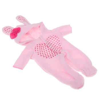 Rausvos spalvos, Puikus Širdies Formos Modelis Jumpsuit Triušio Kepurę Aprangą Mellchan Lėlės Reborn Baby Girl Lėlės Drabužius uzpost Acc