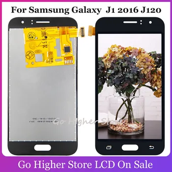 Samsung Galaxy J1 2016 LCD J120 SM J120F J120M J120H J120G Jutiklinis Ekranas skaitmeninis keitiklis LCD Ekranas Asamblėjos Juoda