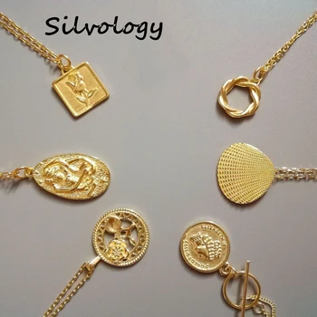 Silvology 925 Sterlingas Sidabro 15 Stilius 925, Auksas Karoliai 18K Gold Serijos Aukštos Kokybės 2019 moteriški Karoliai Nauja 925 fine Jewelry