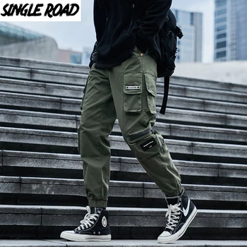 SingleRoad Mens Krovinių Kelnės Vyrams Mados 2020 M. Baggy Korėjos Stiliaus Poilsiu Hip-Hop Japonijos Streetwear Kelnės Žalios Kelnės Vyrams