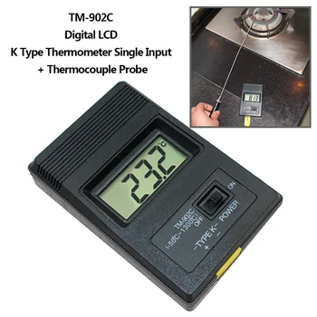 Skaitmeninis LCD K Tipo Termometras Temperatūros Vienas Įėjimas Pro Termopora Zondo Detektorių Jutiklio Skaitytuvas Skaitiklis TM 902C