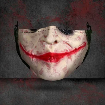 Suaugusiųjų 3D Atspausdintas Resuable Skalbti Veido Kaukė Juokinga Kaukolė Joker Helovinas Kaukės, Vėjo apsaugos nuo Dulkių KD2.5 Anglies Filtras Kaukė