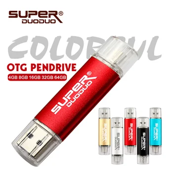 Superduoduo 2 in 1, USB 2.0 OTG Pen Ratai pasukti USB Flash Drive 8GB 16gb 32gb 64gb 128 GB 