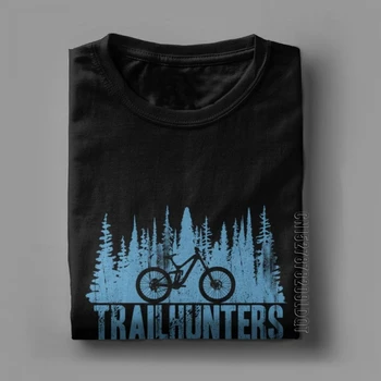 Trailhunters MTB T-Shirt Kalnų Dviratį Dviračiu Vintage Marškinėliai Vyras trumpomis Rankovėmis Drabužius, Pilkos spalvos Marškinėliai, Išgrynintas Medvilnės