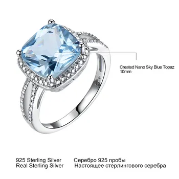 UMCHO Romantiška Sukūrė Dangus Mėlynas Topazas Akmuo Akvamarinas Žiedai 925 Sterlingas Sidabro Žiedai Moterų Sužadėtuvių Dovana Fine Jewelry