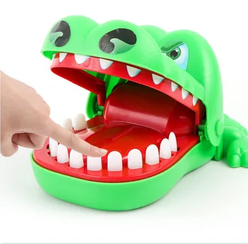 Vaikai Bite žaislas mielas žalias krokodilas ryklių dantų plastiko pirštų žaidimas kramtymas kamštukas žaislas kūrybos juokingas vaikas apgauti tėvų-vaikų žaisti