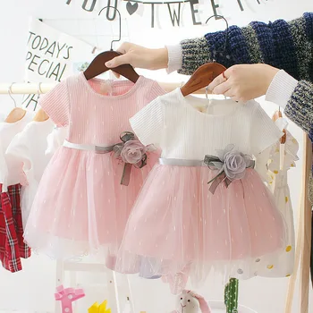 Vaikų Drabužiai 2021 M. Vasarą Naująjį Vaikelį Suknelė Mergaičių Tinklinio Suknelė Rožių Gėlių Baby Girl Dress Vaikai Sujungimas Suknelė 1 2 3 Metų