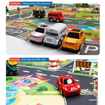 Vaikų Žaisti Kilimėliai Namas Eismo Kelio Ženklai Automobilio Modelio automobilių Stovėjimo Miesto Arenoje Žemėlapis UY8