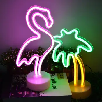 Vaivorykštė Led Neon Požymiai Šviesos USB 12V Flamingo Vienaragis Vestuvių Juostoje Parduotuvės Langas Kambaryje Namų Dekoro Lemputė Kalėdų Dovanų Stalo Lempa