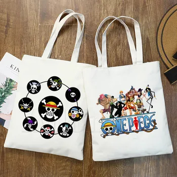 Vienas Gabalas Luffy Japonų Anime Moterų, Moterų, Sulankstomas Drobės Drobės Nešti Ekologinio Pirkinių Krepšys Canvas Tote Laisvalaikio Rankinės Kasdien Naudoti
