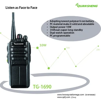 Walkie-Talkies Radijo Communicador HF Transiveris Quansheng TG-1690 UHF Ar VHF Nešiojama Belaidžio Radijo Ryšio Nešiojamą 10W CB
