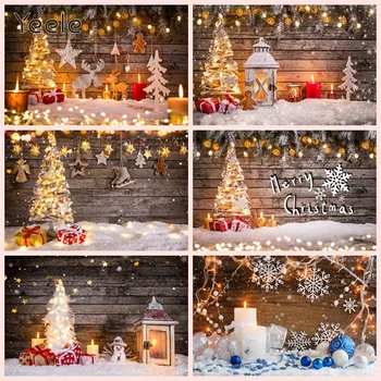 Yeele Kalėdų Fonas Sniego Bokeh Šviesos Medinės Lentos, Rekvizitas, Fotografija, Fotografijos Fone Kūdikio Fotosesiją Photocall