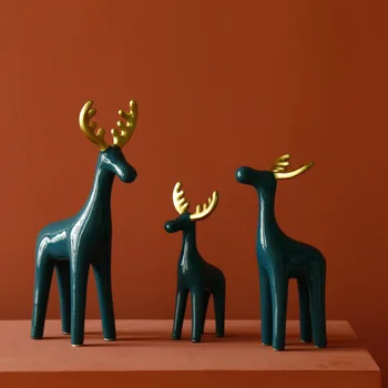 Šiaurės Europoje Tika Briedžių Tamsiai Žalia Molandi Aukso Keramikos Villa Modelis Kambaryje Namų Dekoro Amatų Kalėdų Dovanos