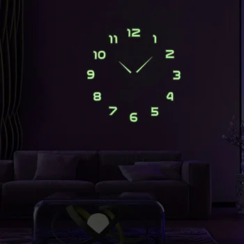 Šviesos 3D Akrilo Pasidaryk pats Sieniniai Laikrodžiai Didelis 