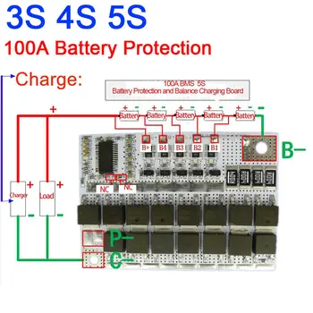 100A BMS MOS 3S 4S 5S LĄSTELIŲ LiFePO4 ličio geležies fosfato Baterijos Apsaugos Pusiausvyrą Įkrovimo Valdybos 3.2 V