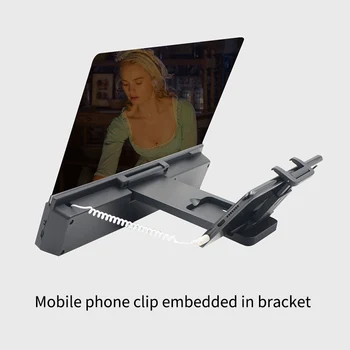12 Colių Mobiliojo Telefono Ekrane didinamasis stiklas Plonas, Sulankstomas 3D Kino Projektorius su Garsiakalbio Padidinti Ekrano 7.6