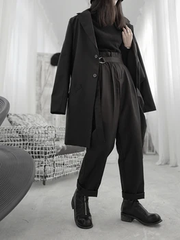 2020 Akiyama Originalaus Stiliaus Atsitiktinis Kelnės Moterims Tamsu Nišą Dizaineris Retro Aukšto Juosmens Raukšlės Ir Plonas Moterų Mažųjų Kelnės