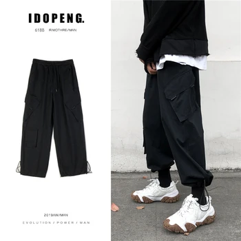 2020 m. Rudenį korėjos Stiliaus Multi-Pocket darbo drabužiai, VYRIŠKI Prarasti Kpop Drabužių Mados Plonas Atsitiktinis Kelnės Hip-Hop Sporto Poilsiu Vyras