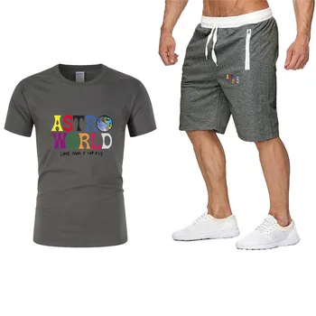 2020 metų vasaros reklamos spausdinimas, medvilnės marškinėliai + šortai atsitiktinis vyrų kostiumas mados atsitiktinis veikia nuo sprogimo apsaugotą sportswea