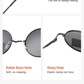 2020 naujas mados maži, apvalūs akiniai nuo saulės vyrams UV400 Moterų poliarizuoti saulės akiniai markės dizaineris moterų lydinio rėmas ratai