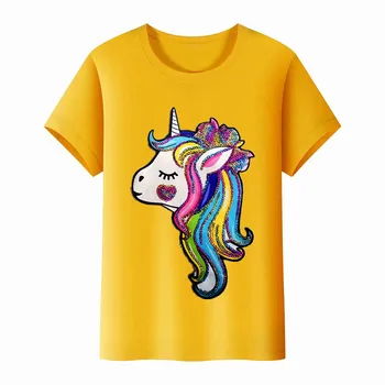2020 naujas vasaros vaikų drabužių berniukas vienaragis spalvinga šviesus T-shirt medvilnės trumpomis rankovėmis banga
