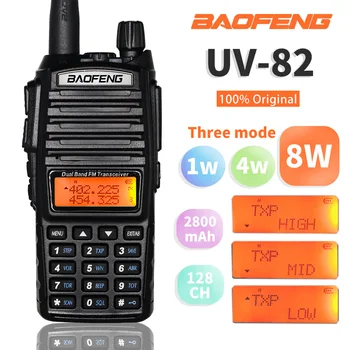 2vnt Baofeng UV-82 Walkie Talkie, 8W Galingas Nešiojamas Dvigubos Juostos Radijo UV 82 VHF UHF Dviejų krypčių Kumpis Radijo UV82 10km FM siųstuvas-imtuvas