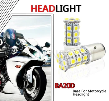 2x H6 Motociklo priekinis žibintas LED Super Bright elektros Lemputės BA20D 27SMD 5050 Didelis/Mažas Bixenon, LED, Motociklai Mopedas KETURRATIS, Šviesos Žibintai